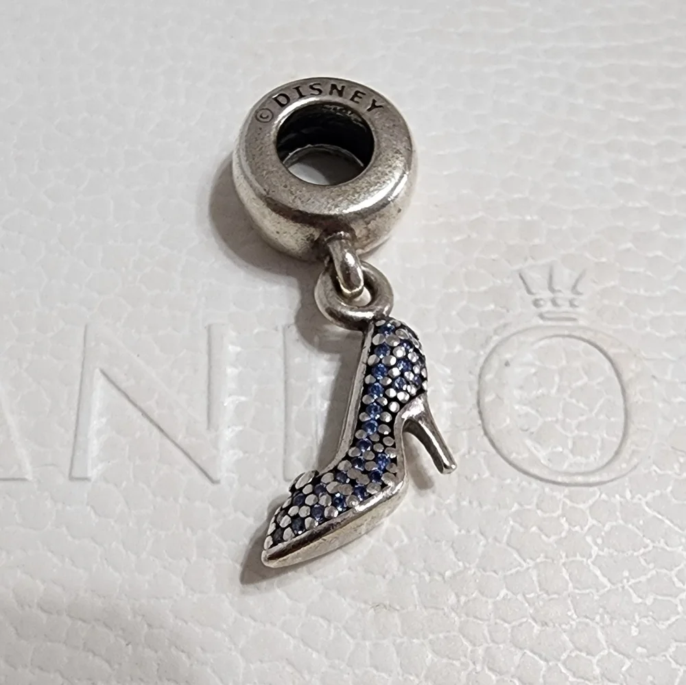 Pandora Disney, Cinderella Sparkling Slipper Dangle Charm, Fancy Light Blue CZ